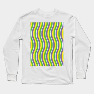 Purple Gold Green Waves Long Sleeve T-Shirt